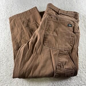 Y2K Key Double‎ Knee Carpenter Pants Brown Men's 34x25 Hemmed Jeans Workwear